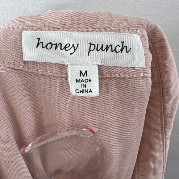 Honey Punch Pink Nude Tencel Chambray 1/4 Button-Front Sleeveless Jumpsuit M - Picture 11 of 13